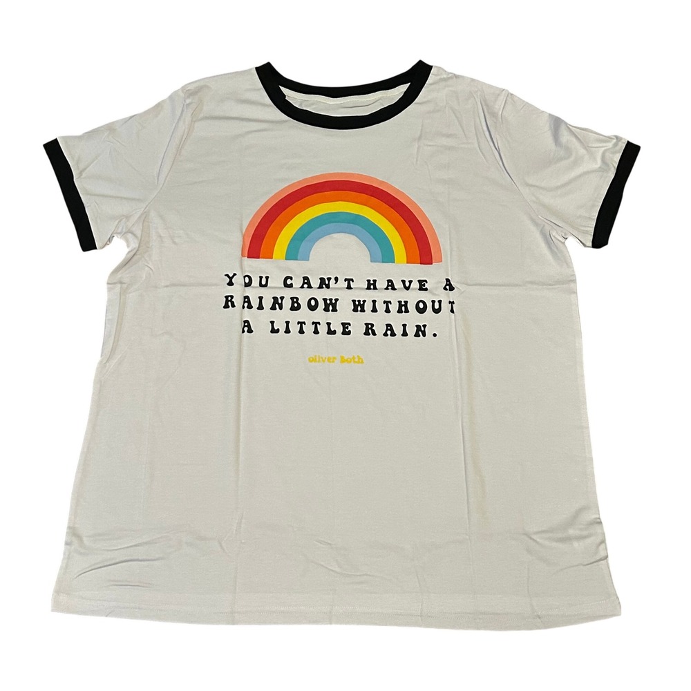 Rainbow Oliver Roth Graphic T-Shirt‎ White Black Ringer Tee XL